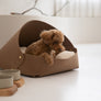 Marron felt pet bed with microfiber cotton cushion and sculptural modern-classic design – Petssogood