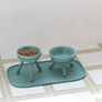 Ceramic standing elevated pet bowl simple modern colorful for small dogs _ Pets So Good