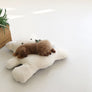 White bear-shaped boucle dog cushion for cozy naps – Petssogood