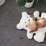White bear-shaped boucle dog cushion for cozy naps – Petssogood