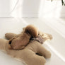 Brown bear-shaped boucle dog cushion for cozy naps – Petssogood