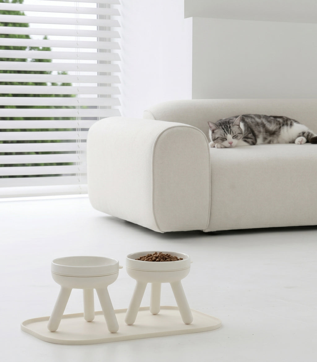 Pets So Good Easy Oreo elevated pet feeder table in Cream