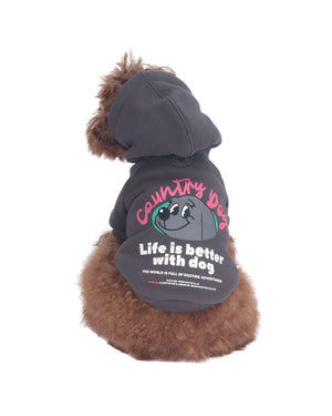 Life is Better with Dog hoodie . For Dogs . Charcoal