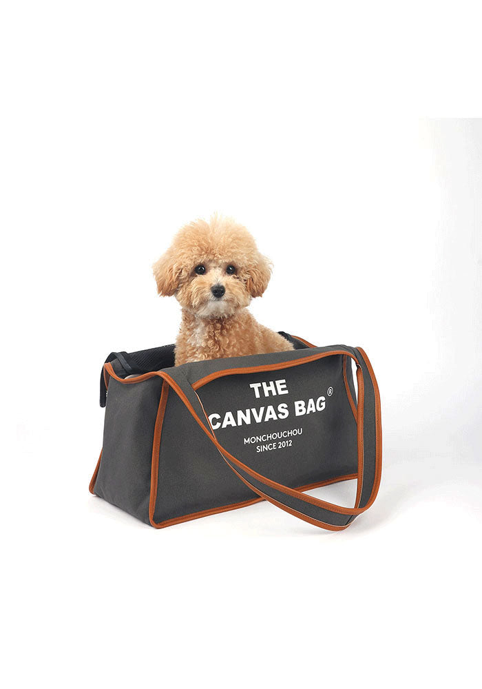 The canvas dog & cat carrier bag . Charcoal