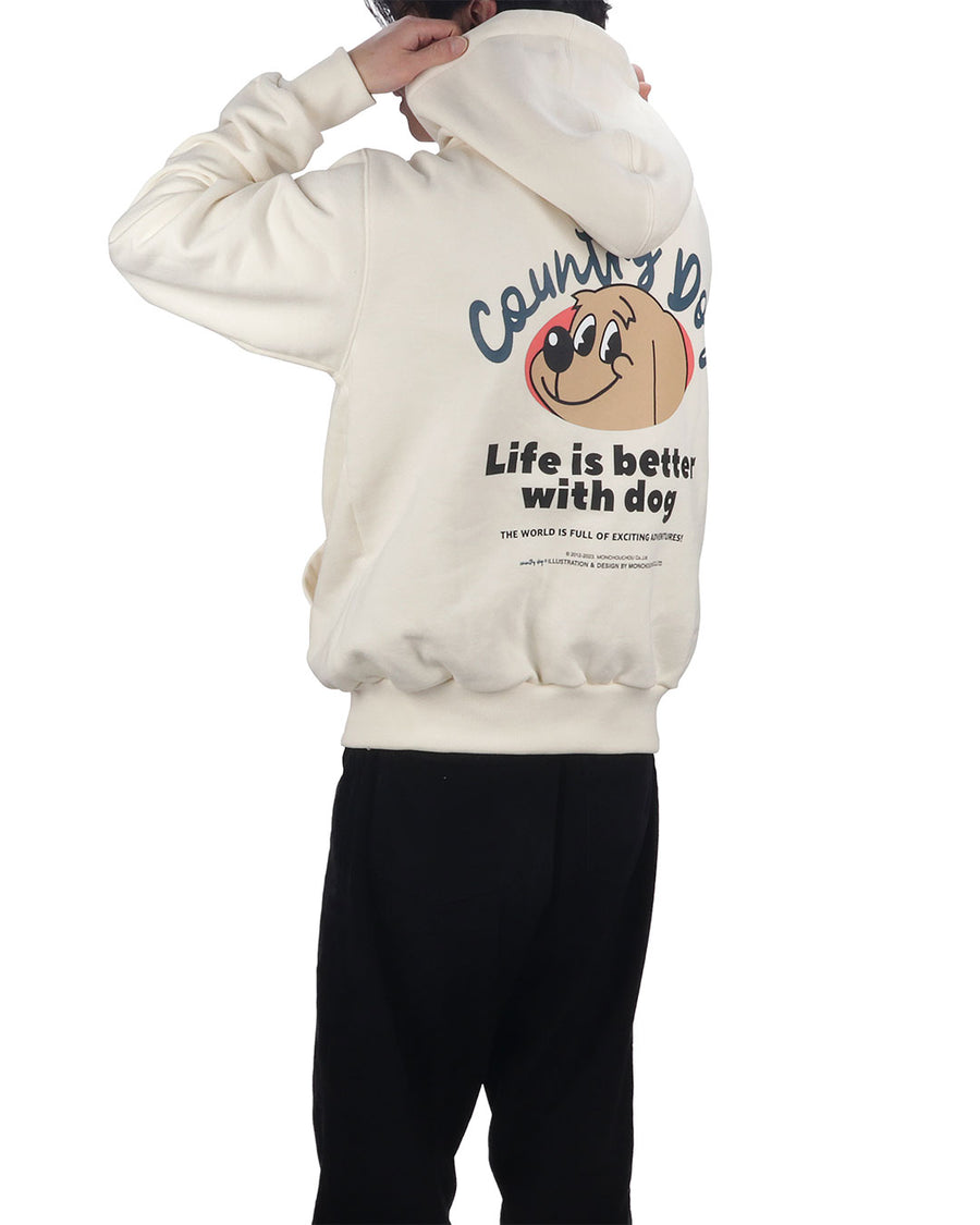 Life is Better with Dog Hoodie . For Human . Cream