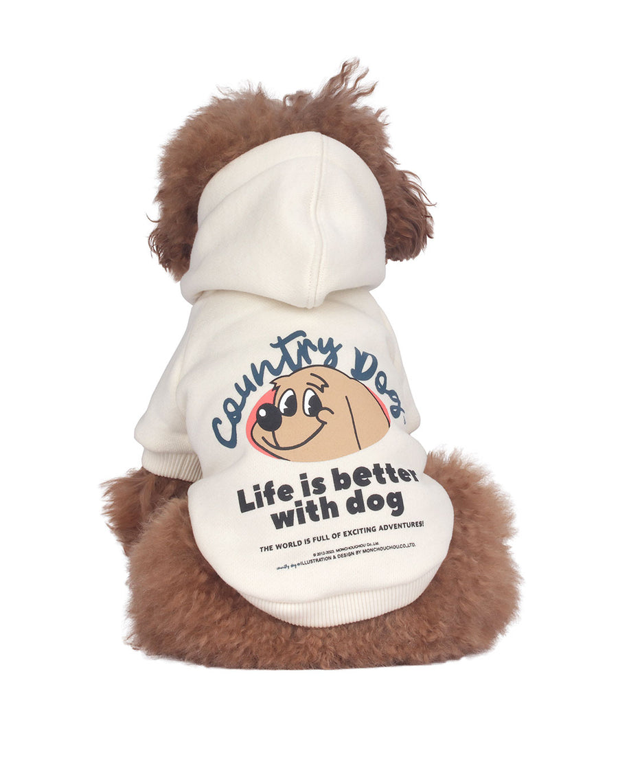 Life is Better with Dog hoodie . For Dogs . Cream