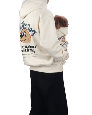 Life is Better with Dog Hoodie . For Human . Cream