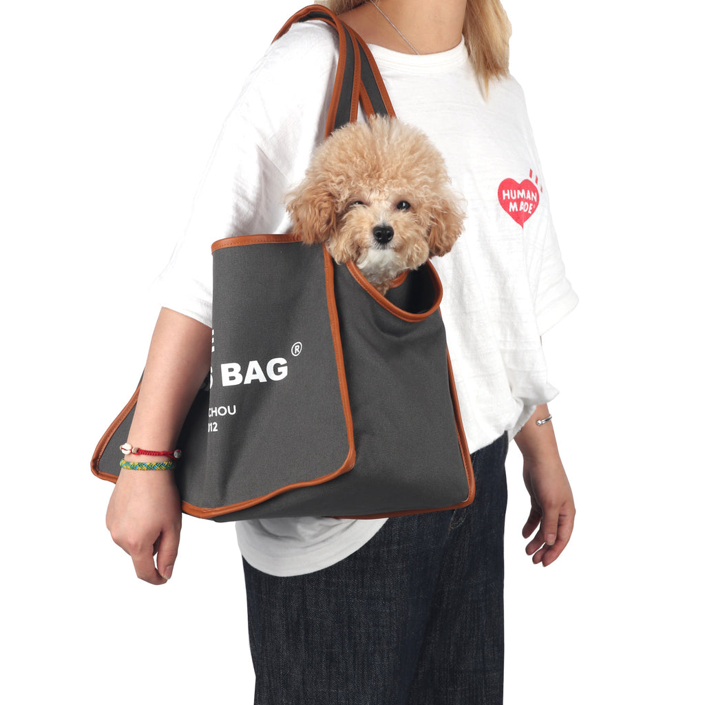 The canvas dog & cat carrier bag . Charcoal