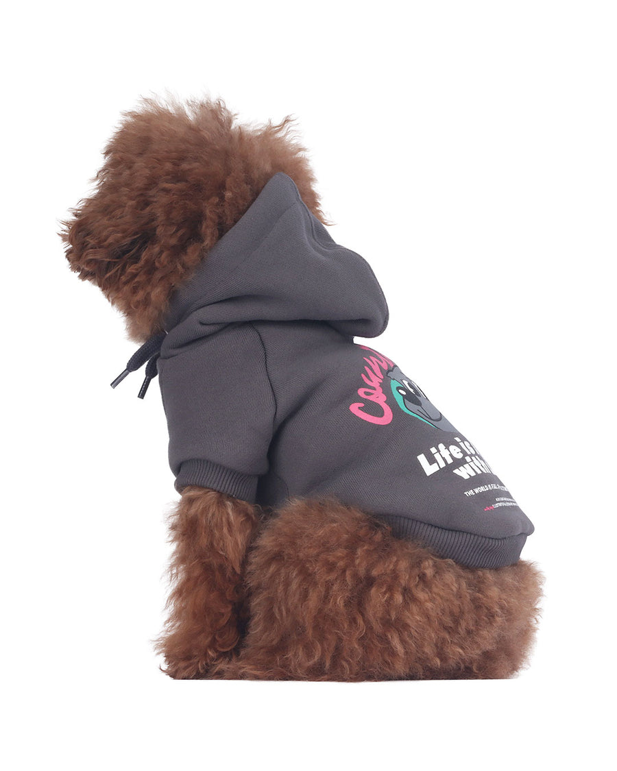 Life is Better with Dog hoodie . For Dogs . Charcoal