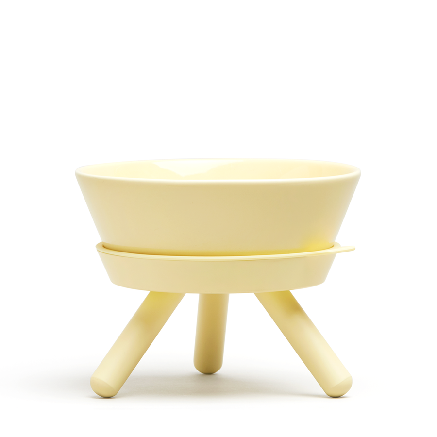 OREO ELEVATED PET FEEDER TABLE . LEMON YELLOW . SHORT