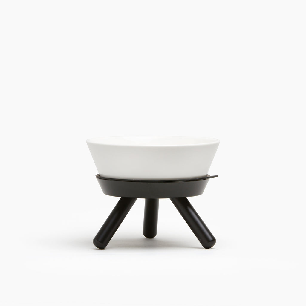 Oreo Elevated Pet Feeder Table . Black & White