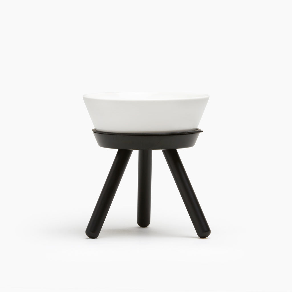 Oreo Elevated Pet Feeder Table . Black & White