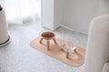 Glass Double Dining Set . Beech — 2 Feeders + Mat