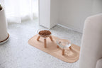 Glass Double Dining Set . Beech — 2 Feeders + Mat