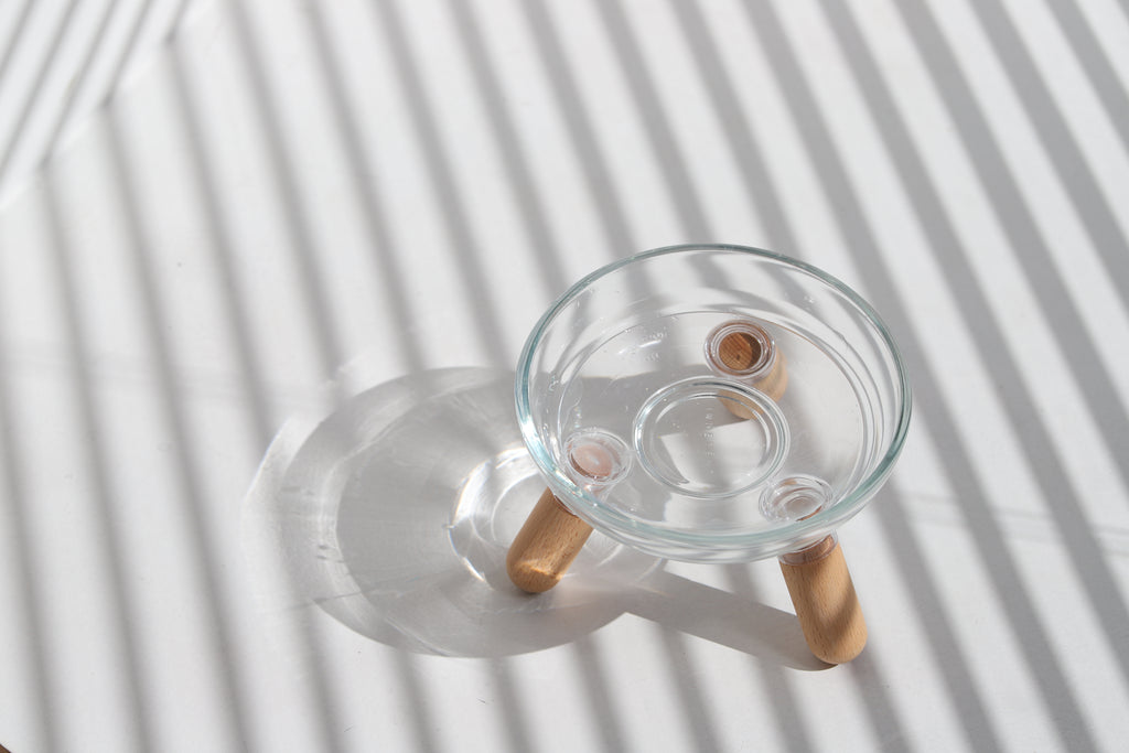 Glass Single Dining Set . Beech — Feeder + Mat