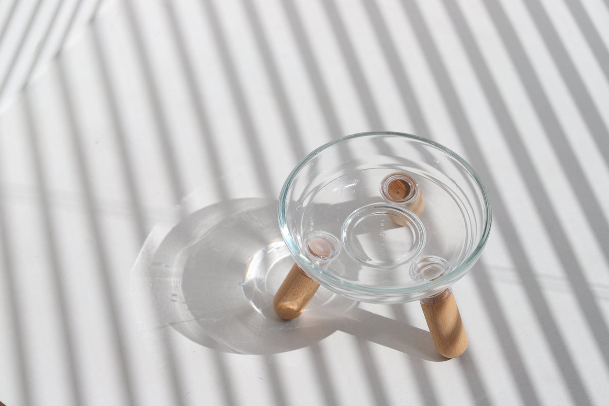 Glass Single Dining Set . Beech — Feeder + Mat
