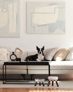 Oreo Glass Elevated Pet Table. Walnut