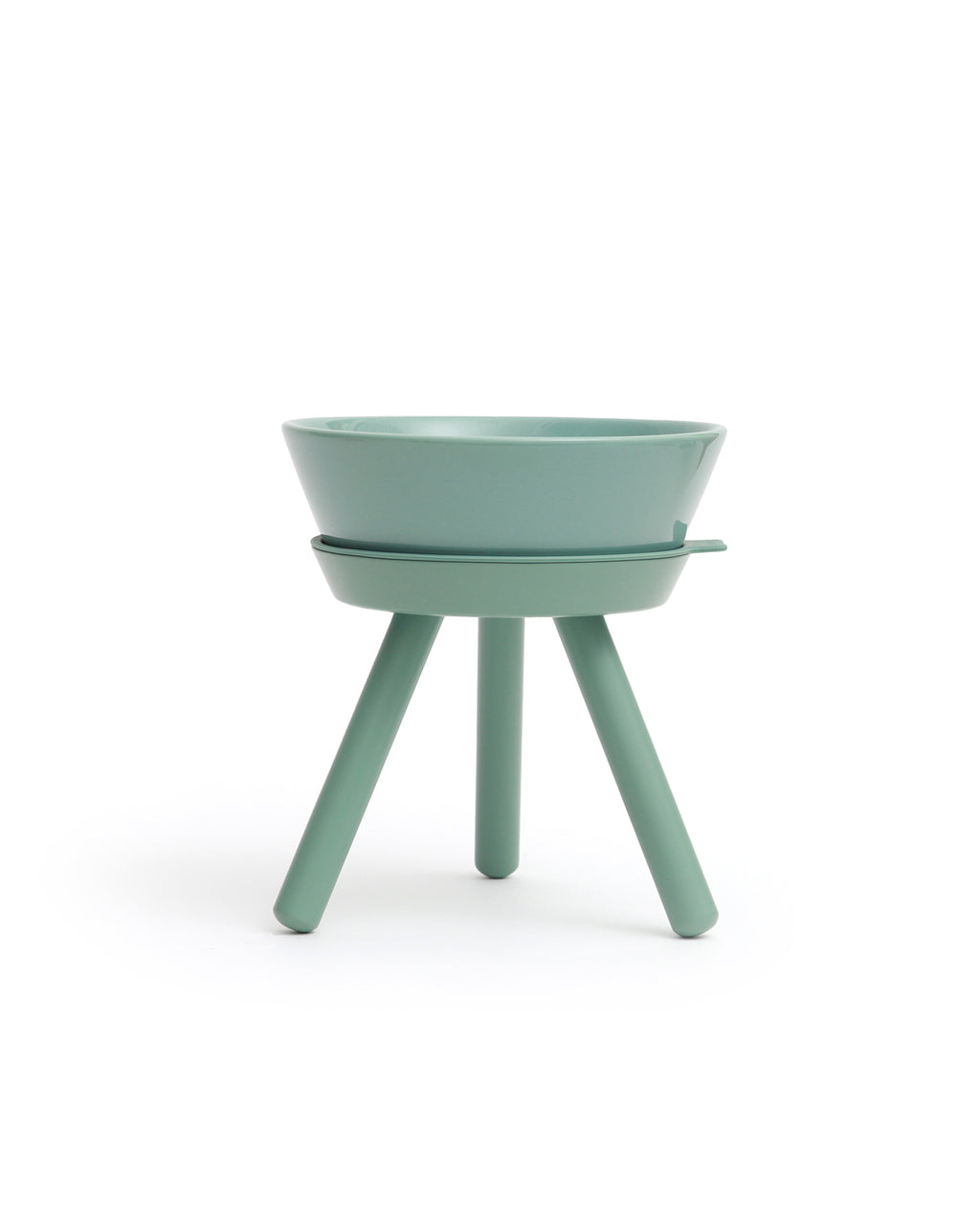 Pets So Good Oreo Elevated Pet Feeder Table in Jade Green with ceramic bowl