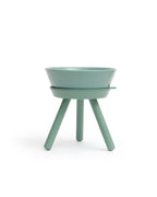 Pets So Good Oreo Elevated Pet Feeder Table in Jade Green with ceramic bowl