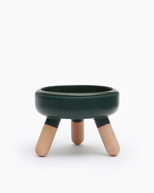 Oreo Elevated Pet Table Wood . Dark Green . Beech
