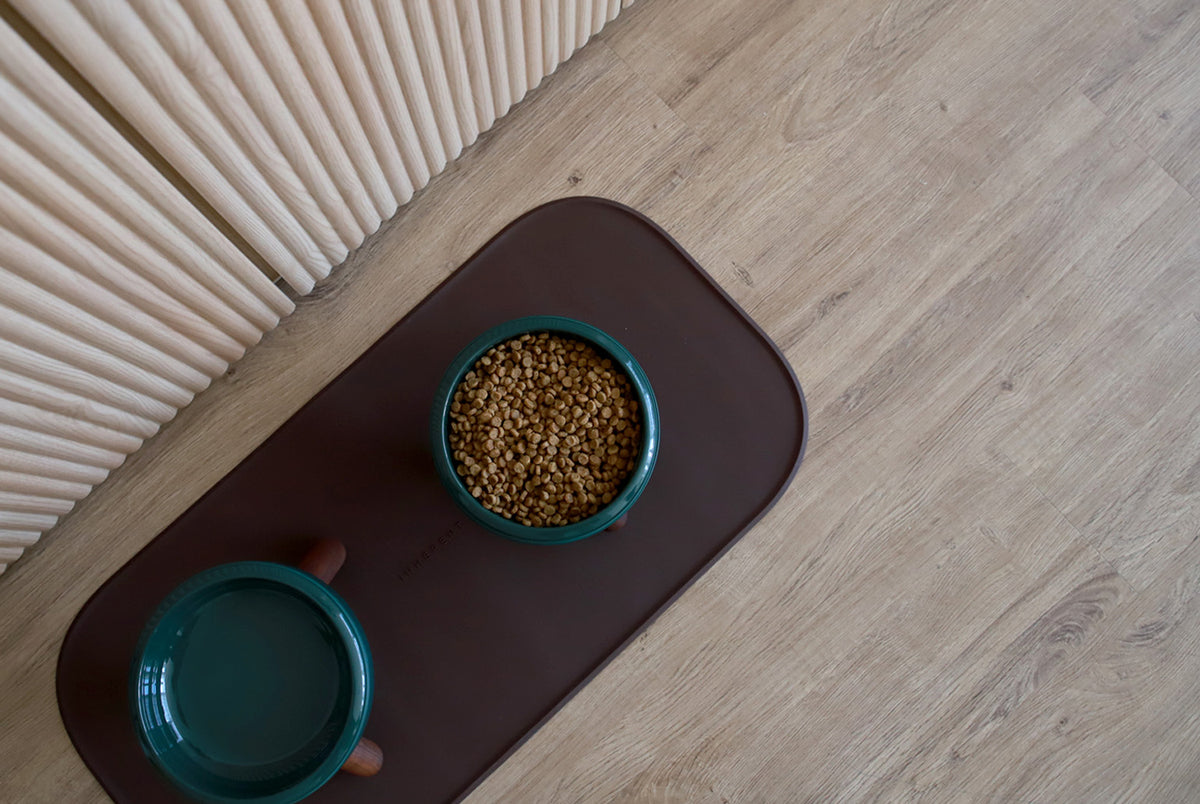 Oreo Elevated Pet Table Wood . Dark Green . Beech