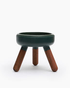 Oreo Elevated Pet Table Wood . Dark Green . Walnut