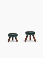 Oreo Elevated Pet Table Wood . Dark Green . Walnut