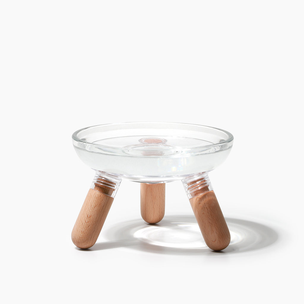 Oreo Glass Elevated Pet Table. Beech