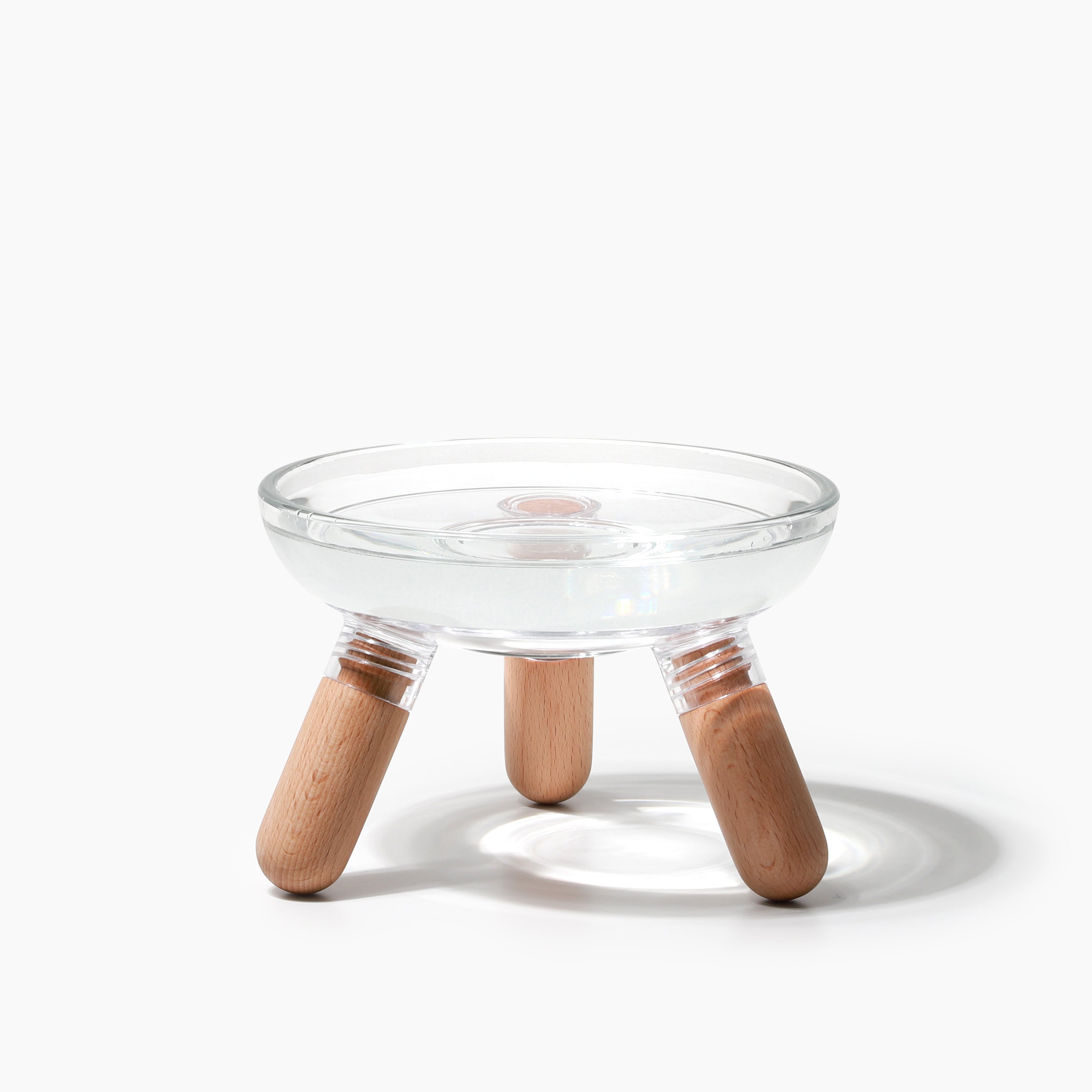Oreo Glass Elevated Pet Table. Beech