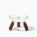 Oreo Glass Elevated Pet Table. Walnut