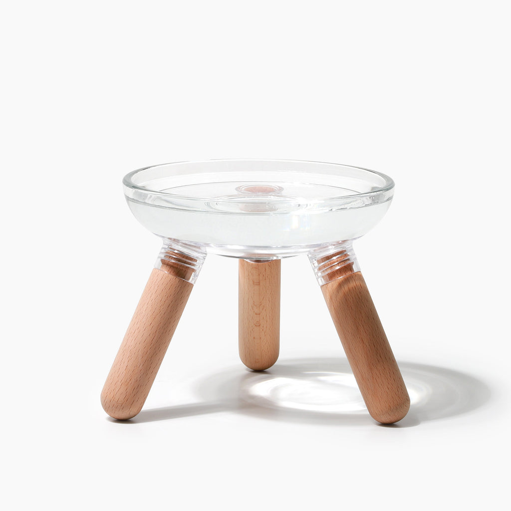 Pets So Good Oreo Glass Elevated Pet Table Beech tall