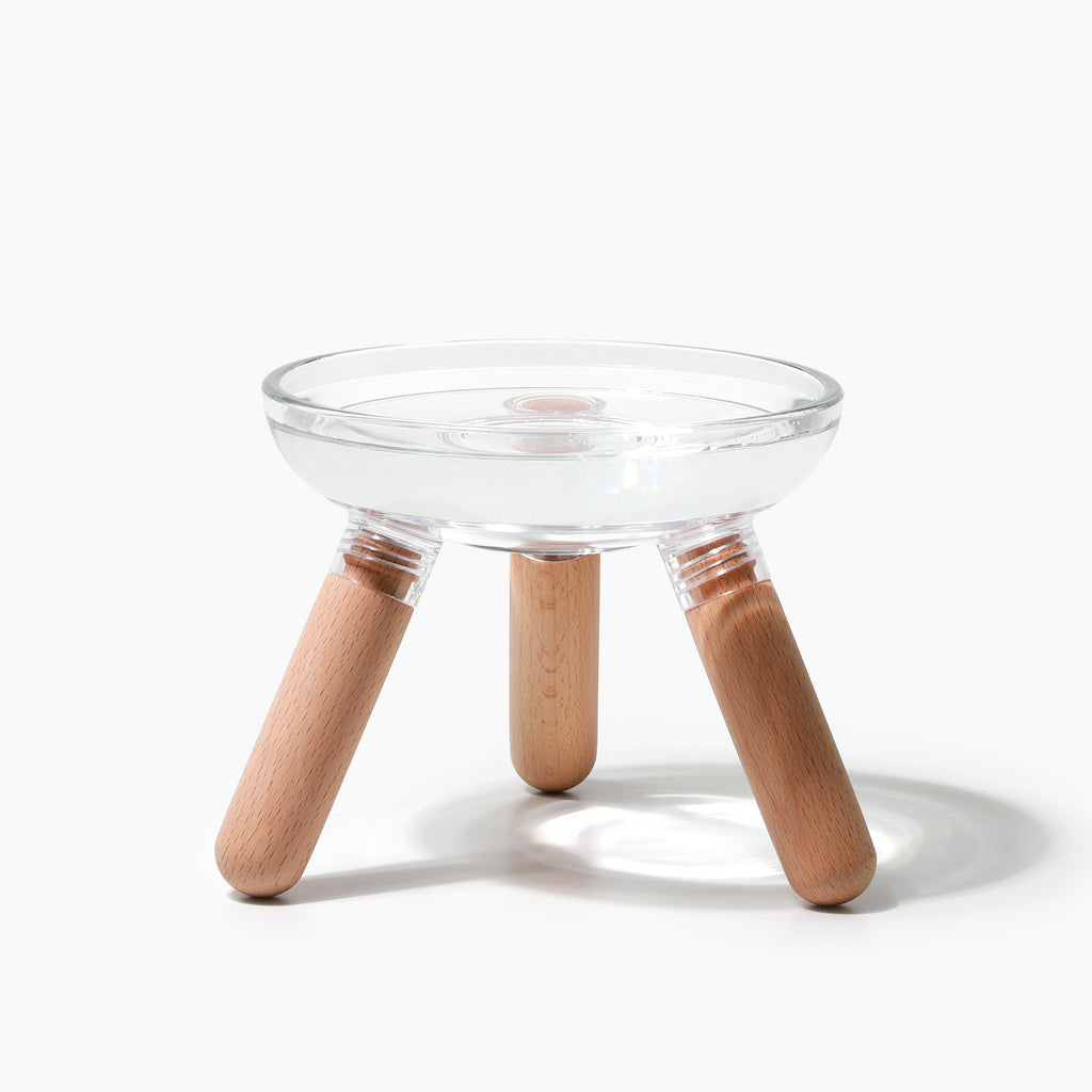 Oreo Glass Elevated Pet Table. Beech