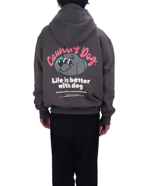 Life is Better with Dog Hoodie . For Human . Charcoal