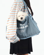 The canvas dog & cat carrier bag . Ash Blue