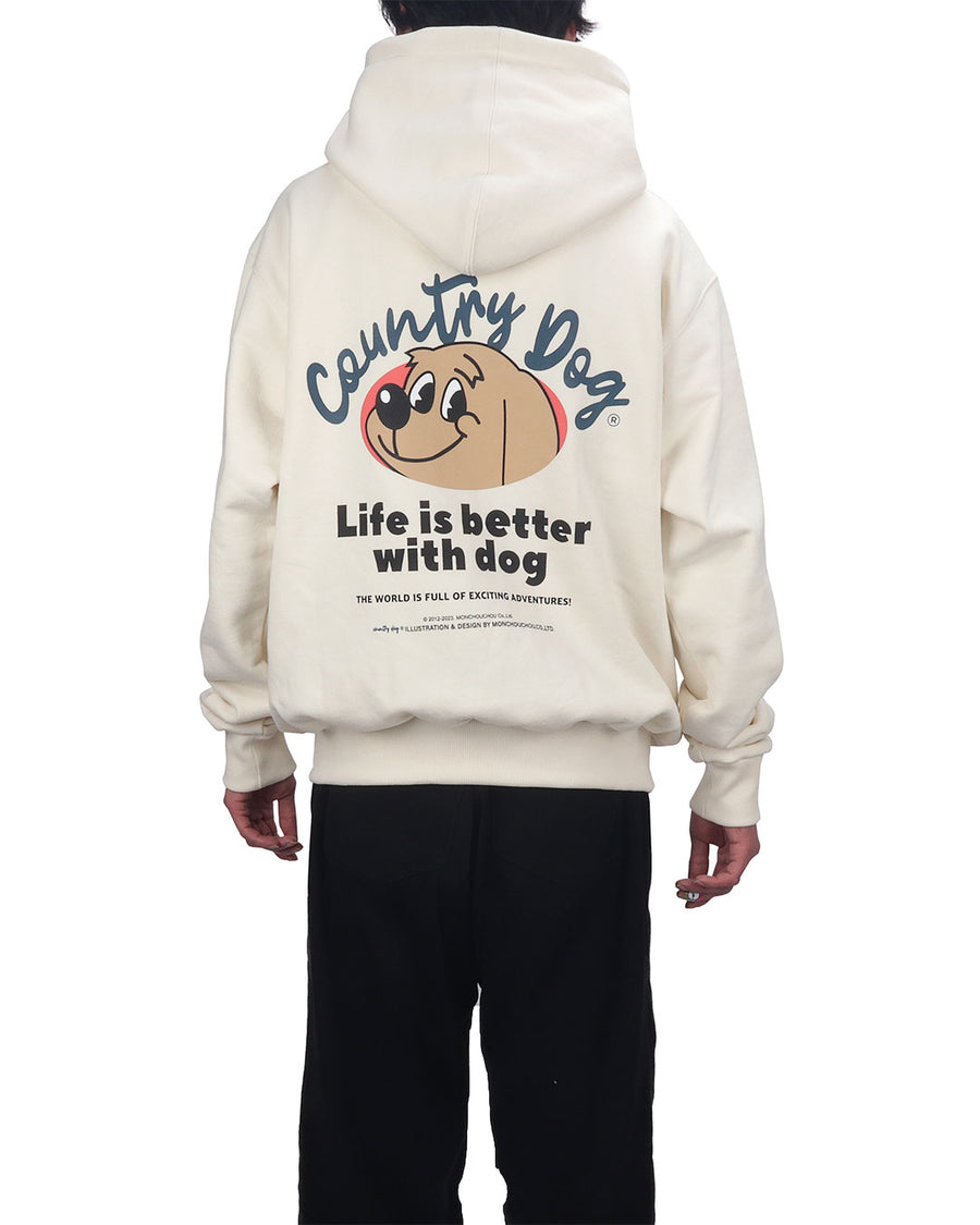 Life is Better with Dog Hoodie . For Human . Cream