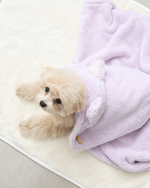 Hooded Microfiber Dog & Cat Dry Towel . Lavender