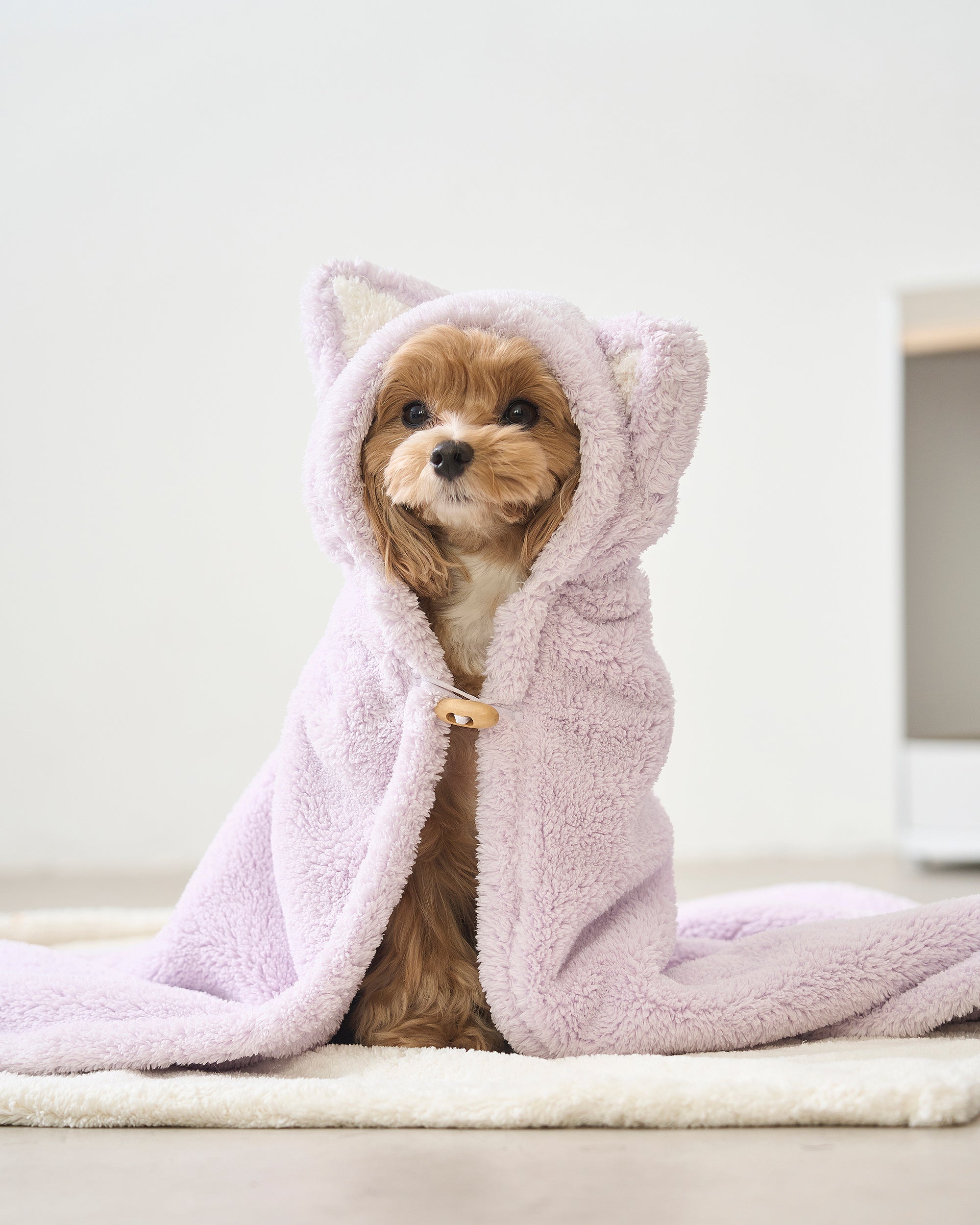 Hooded Microfiber Dog & Cat Dry Towel . Lavender