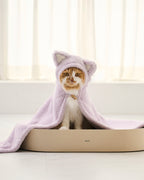 Hooded Microfiber Dog & Cat Dry Towel . Lavender