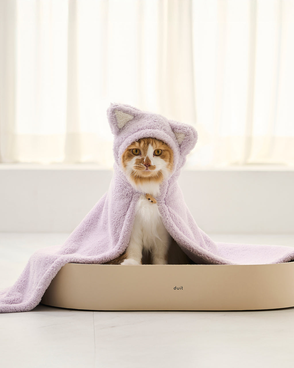 Hooded Microfiber Dog & Cat Dry Towel . Cream