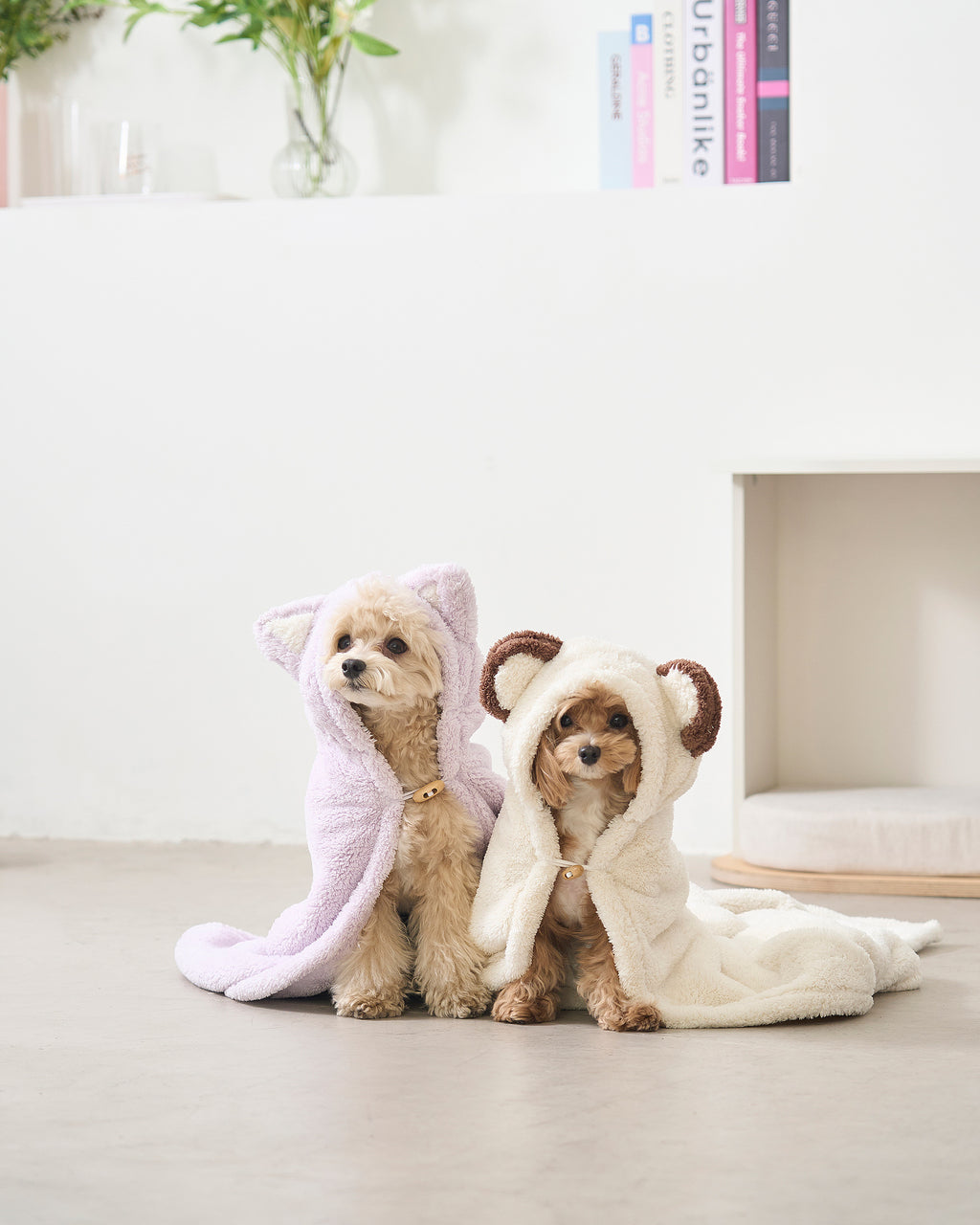 Hooded Microfiber Dog & Cat Dry Towel . Cream