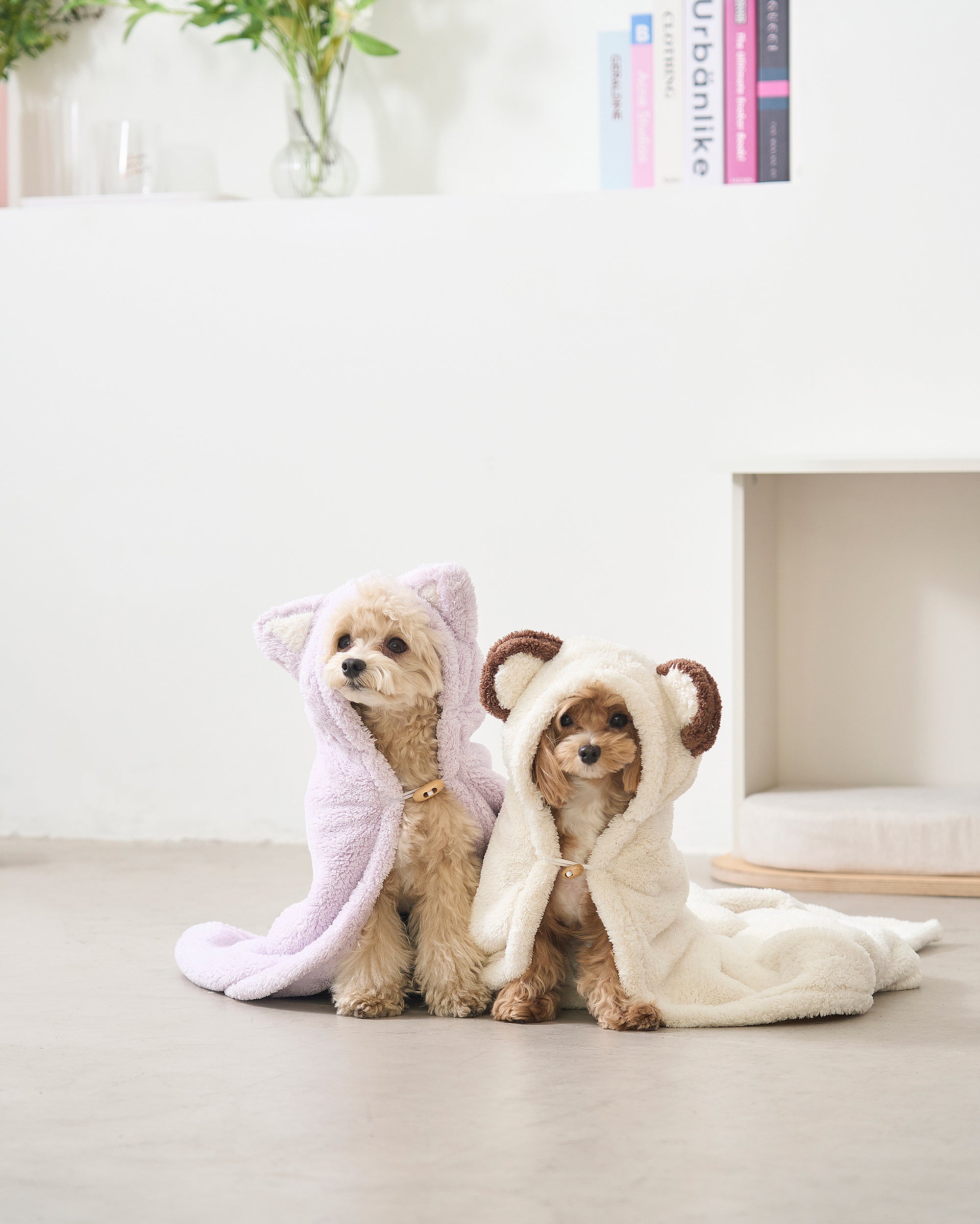 Hooded Microfiber Dog & Cat Dry Towel . Cream