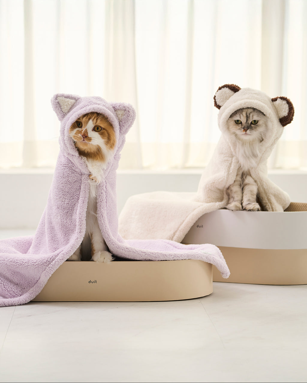 Hooded Microfiber Dog & Cat Dry Towel . Cream
