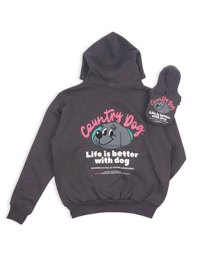 Life is Better with Dog hoodie . For Dogs . Charcoal