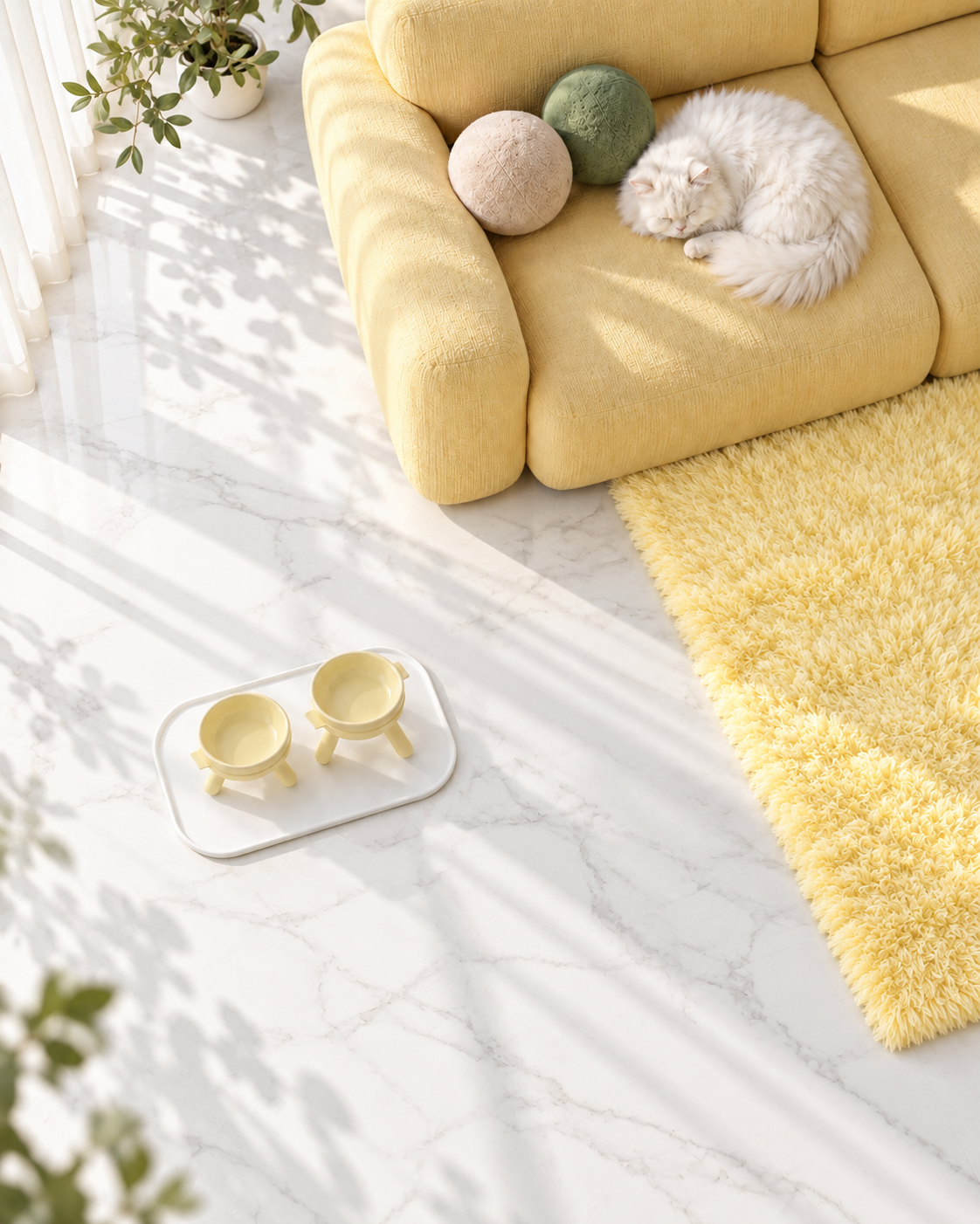 Pets So Good Easy Oreo elevated pet feeder table in Lemon yellow