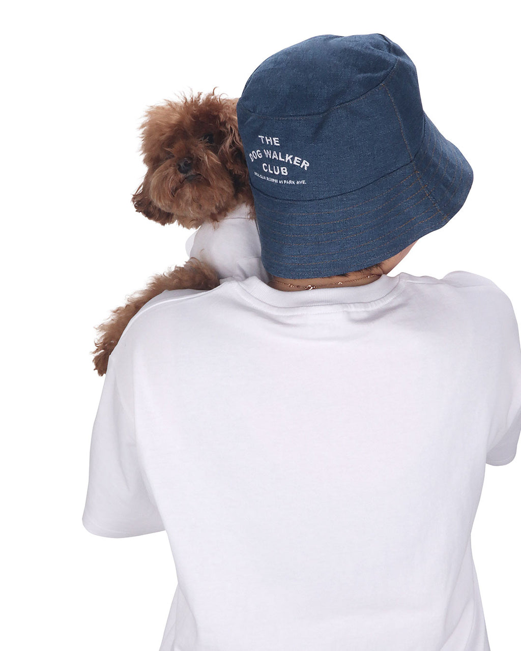 Petssogood Dog Walker Club unisex bucket hat. Made with classic denim cotton and embroidered lettering, perfect for daily walks or everyday wear.