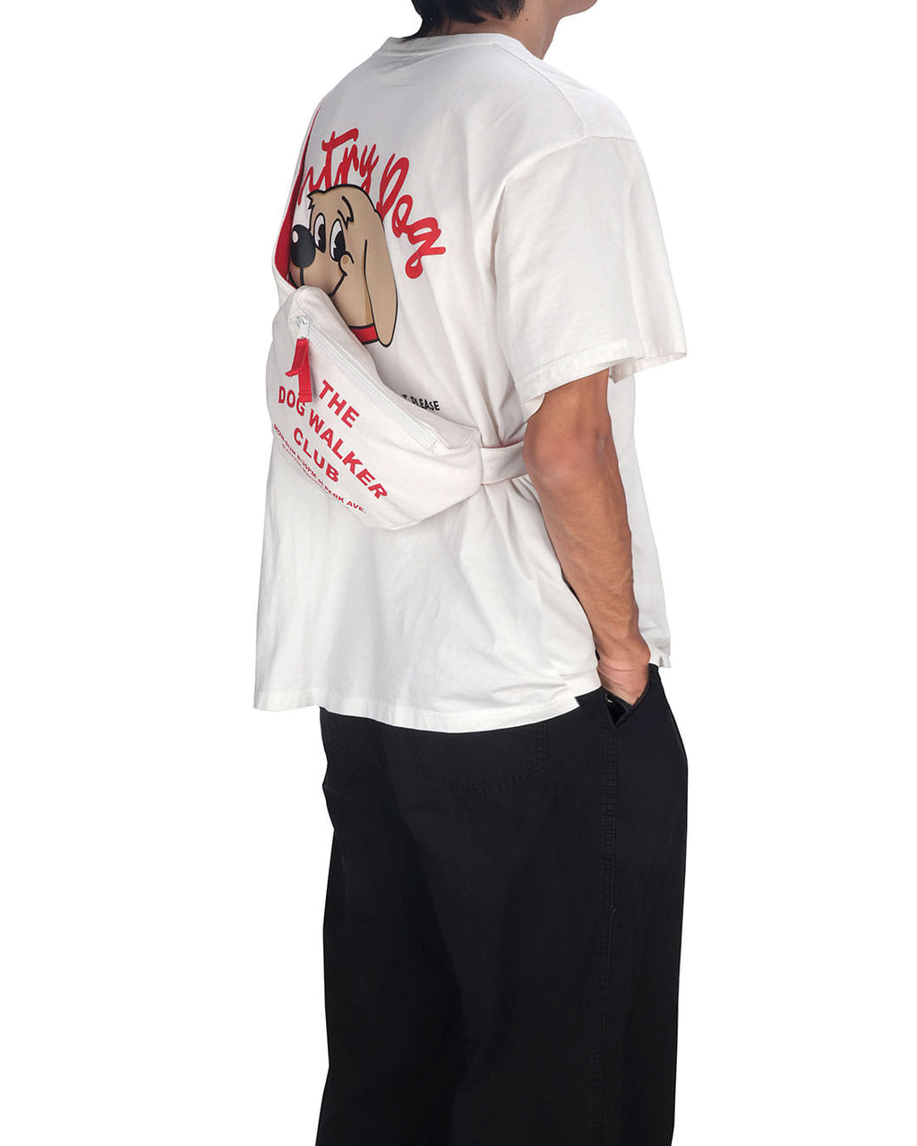 Petssogood Dog Walker Club crossbody bag in black or white, made of 100% cotton, large enough to carry essentials for both you and your dog during walks.