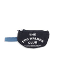 Petssogood Dog Walker Club cotton poop bag holder in black or white, attachable to leash, carrier, or tote; includes one eco-friendly poop bag.