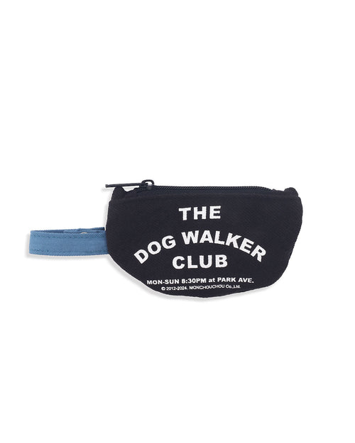 Petssogood Dog Walker Club cotton poop bag holder in black or white, attachable to leash, carrier, or tote; includes one eco-friendly poop bag.