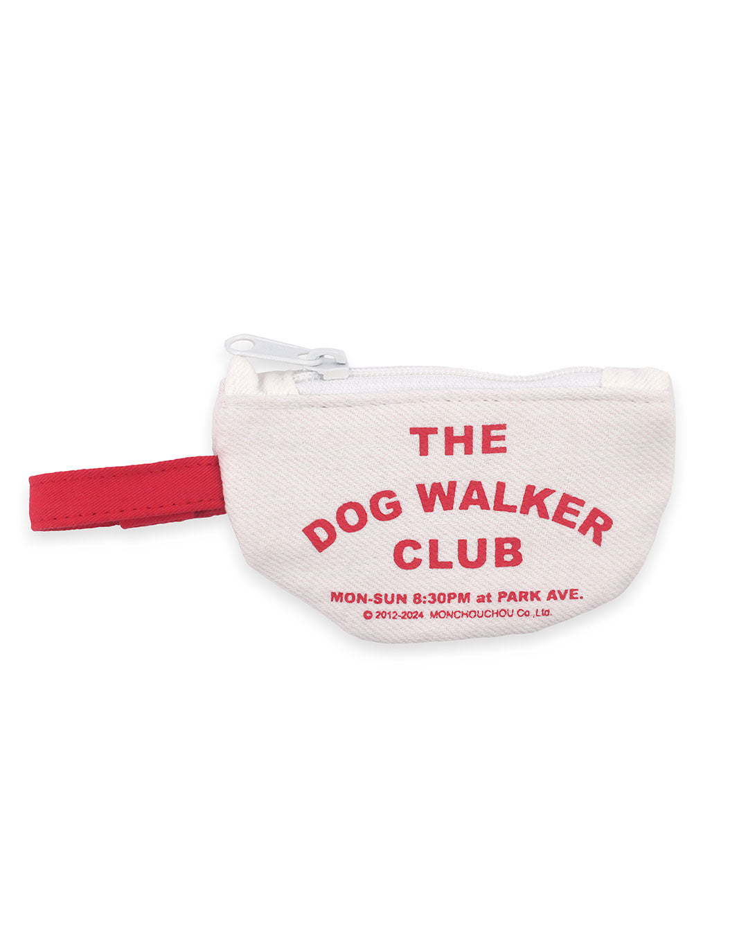 Petssogood Dog Walker Club cotton poop bag holder in black or white, attachable to leash, carrier, or tote; includes one eco-friendly poop bag.