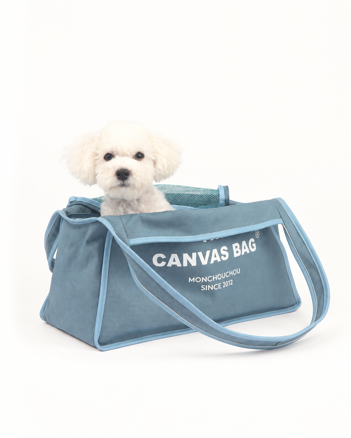 The canvas dog & cat carrier bag . Ash Blue